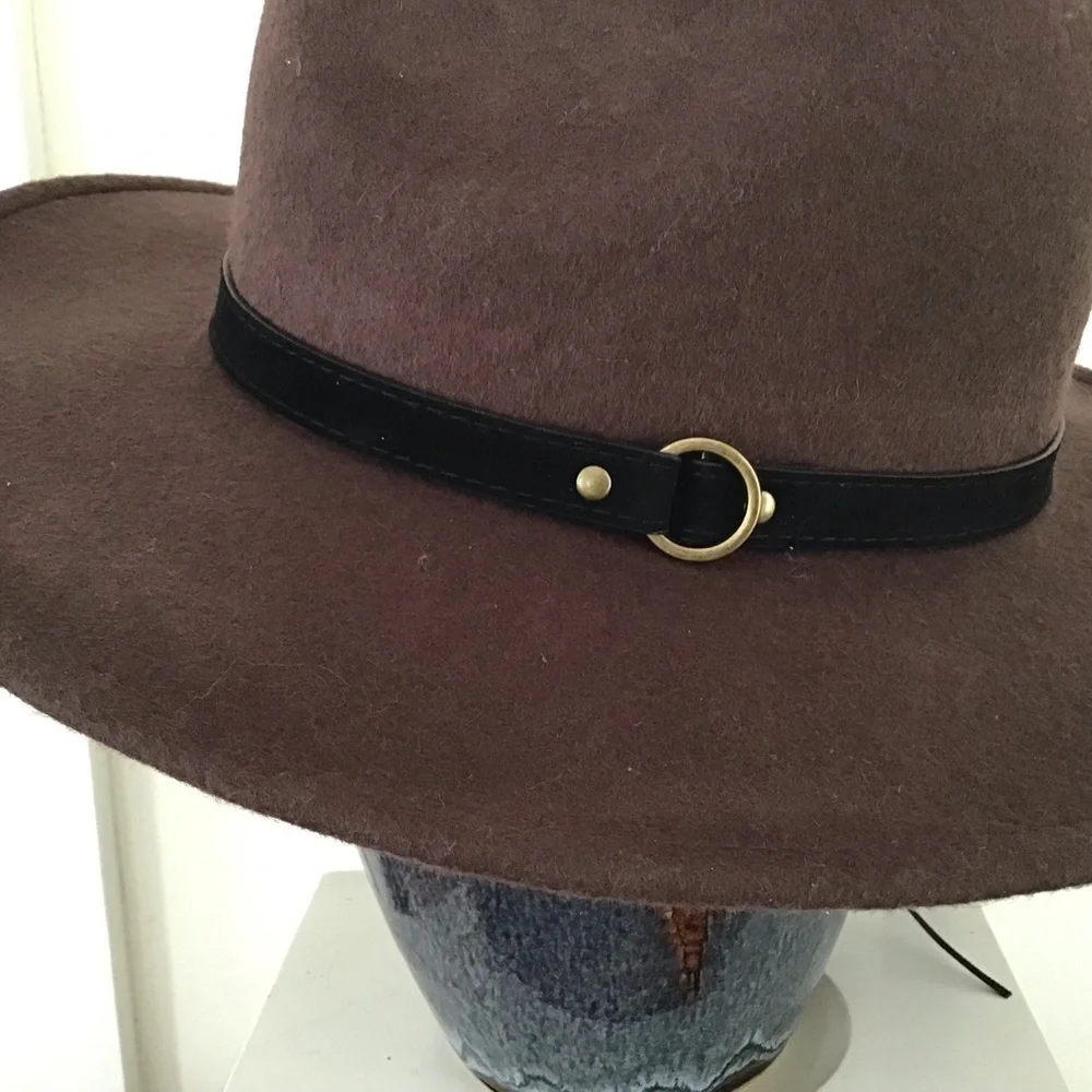 Artisan NY chocolate brown wool cowboy/ outback hat. NWT one size. 3” br…